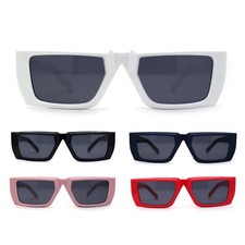 Womens Squared Rectangle Mod Plastic Retro Sunglasses