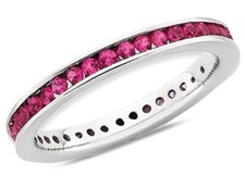 Lab-Created Synthetic Ruby Semi-Eternity Band Ring 3/4 ctw in Sterling Silve