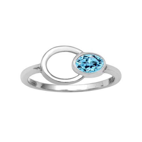 6x4MM Oval Swiss Blue Topaz 925 Sterling Silver Hollow Stackable Women ...