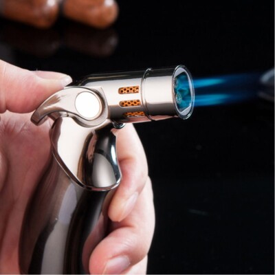Premium Quad 4 Flame Cigar Cigarette Butane Torch Lighter  - Table Top Lighter