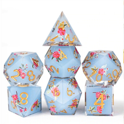 Harz Poly Würfel Set für Rote Blumen und D&D RPG 7 Würfel Dungeons & Dragons