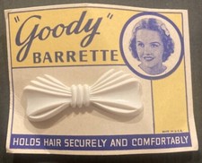 Classic 1950s Goody Barrette on Display Card - White Version New Old Stock