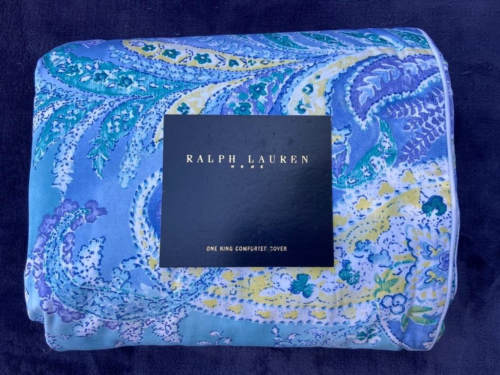 Ralph Lauren JAMAICA  BLUE  PAISLEY  King Duvet / Comforter Cover 3PC  SET Rare! - Picture 1 of 6