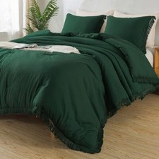 Dark Emerald Green Comforter Set Queen, 3 Queen 90"x90" 04 - Emerald Green