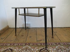 Retro Wood Effect Laminate or Formica Ebonised Small Two Tier Hall or Side Table