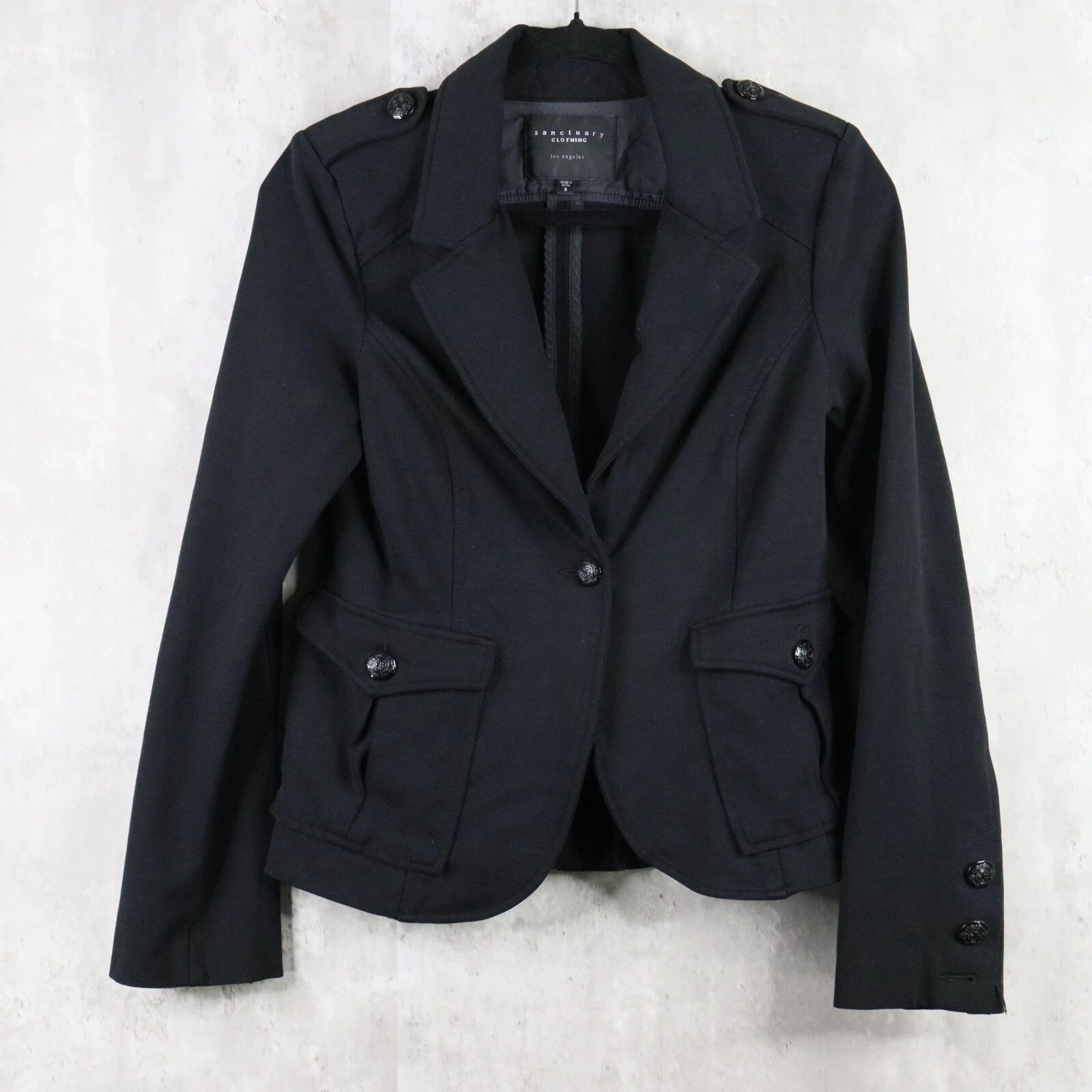 VETEMENTS Sanctuary Abbigliamento Blazer Donna Taglia S Nero Giacca Militare Tasca Frontale