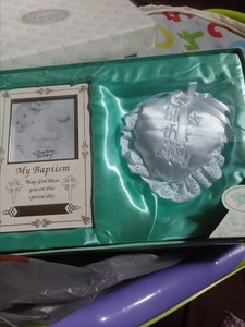 Baptism Baby Frame Silver plated  Gift Set + 4x6 Frame