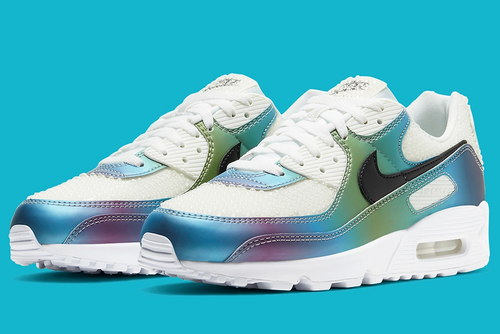 NIKE AIR MAX 90 20 GS KIDS UK 5 EU 38 TRAINERS SILVER BUBBLE RAINBOW  CT9631-100 | eBay