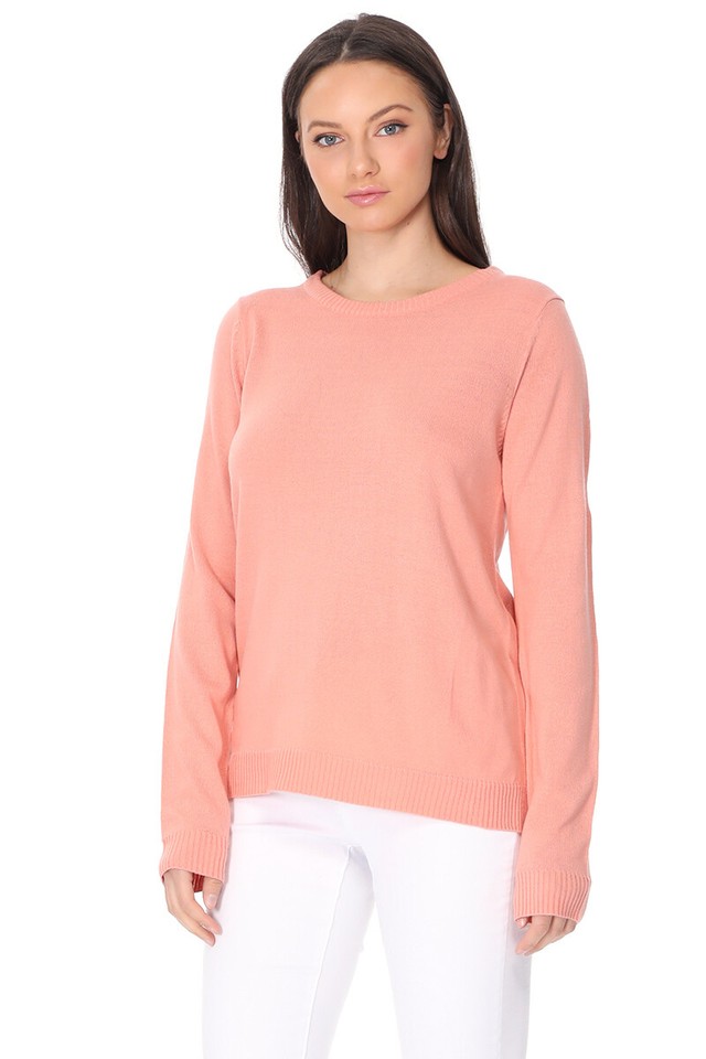 YEMAK Women's Long Sleeve Crewneck Knit Sweater - Soft, Casual Pullover (Sizes S-L) 13 thumbnail image