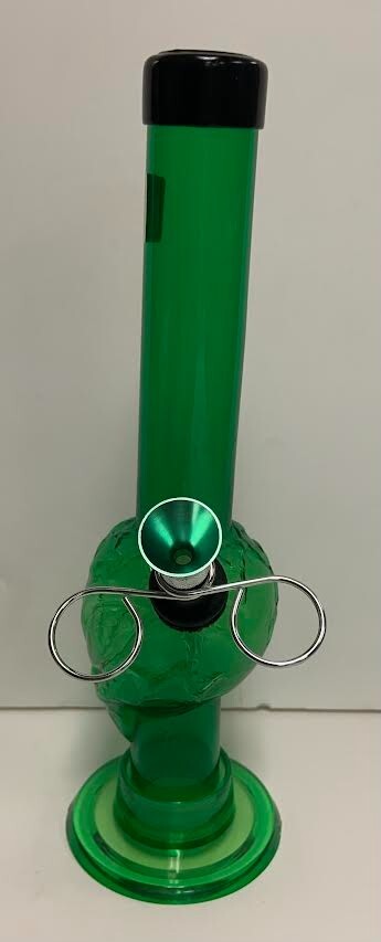 8" ACRYLIC PLASTIC ALIEN HEAD BUBBLE HOOKAH WATER PIPE BONG PULL CARB GREEN 1"M