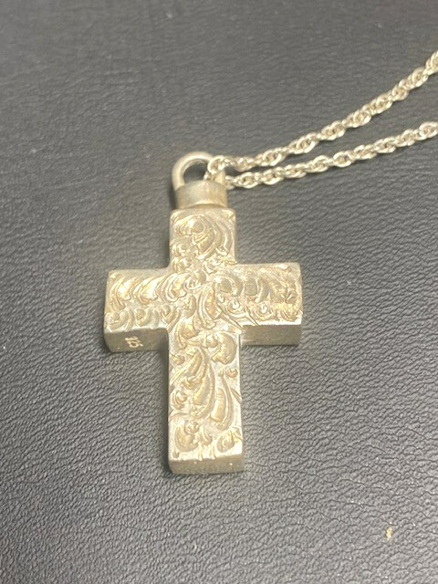 SOLID CAST 925 STERLING SILVER  CROSS WITH COMPAR… - image 2