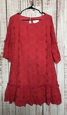 Anthropologie Womens Dani Lace Tunic Dress Size 2 Pink Eyelet Ruffle