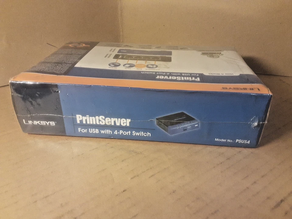 Brand New Cisco Linksys PSUS4 USB Print Server with 4-Port Switch( 745883557790) - Image 3 of 4