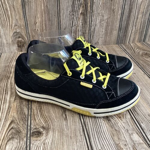 Crocs Womens Drayden II 15372 Spiked Golf Shoes Black White Yellow US 8.5 EUC
