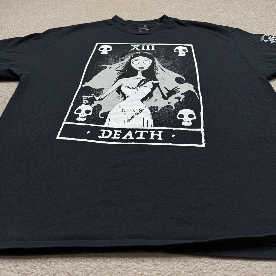 Camisa para hombre Corpse Bride talla XL negra manga corta gráfica camiseta Tim Burton Foto 2 de 4