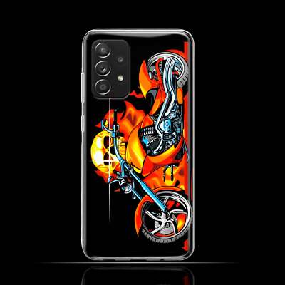 Silikon Case TPU Handy Hülle Tasche Etui Schale Schutz Cover 1018 Motorrad Skull