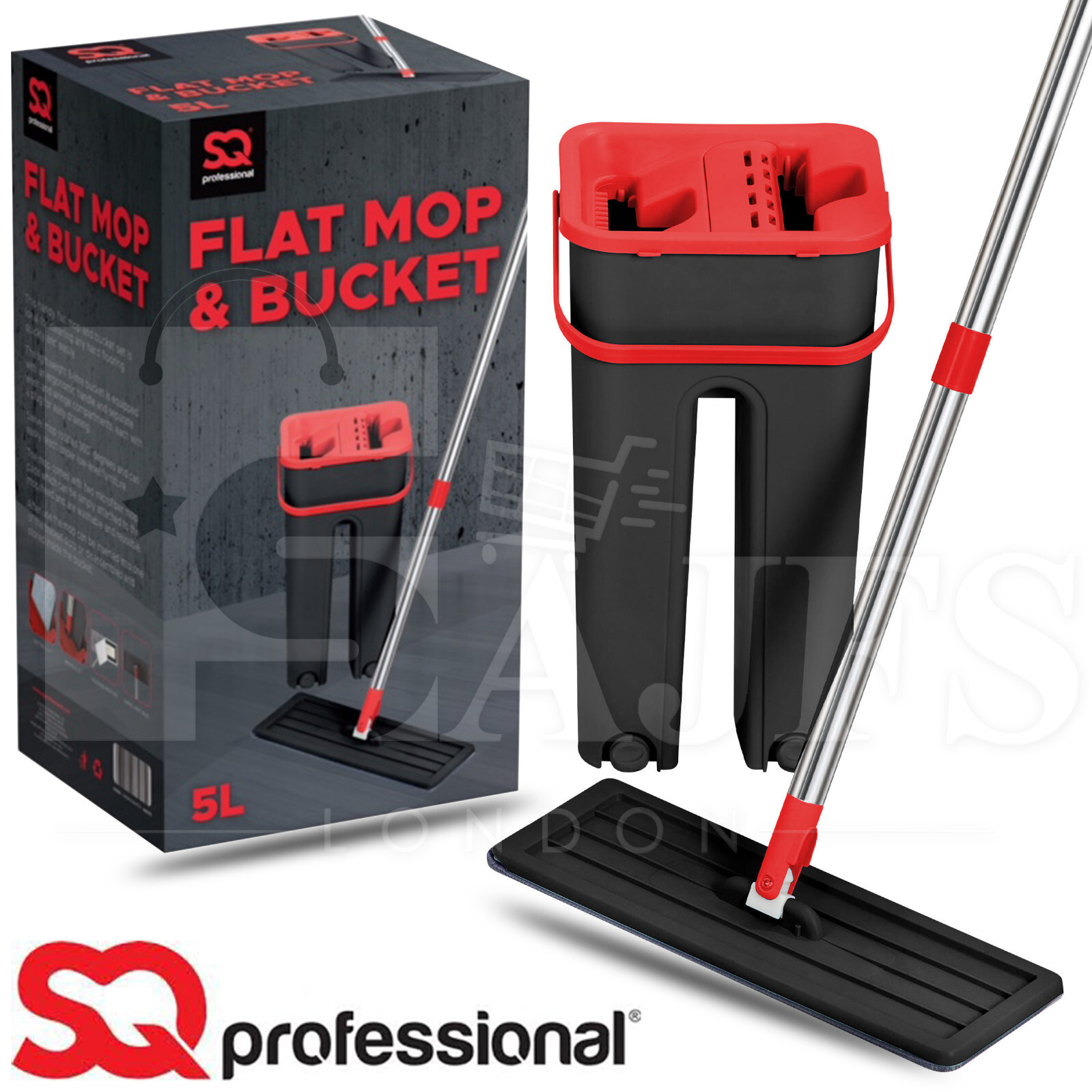 360° Flat Squeeze Microfiber Mop & Bucket Set Home Tiles Cleaning Floor Cleaner.