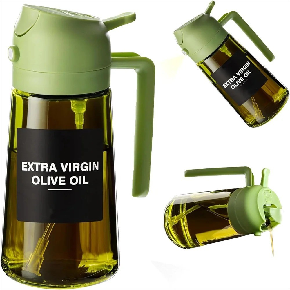 470ml Oil Sprayer for Cooking 2-in-1 Olive Oil Dispenser Glass Spray Bottle