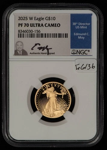 2025-W G$10 1/4 oz Gold American Eagle Proof - Edmund Moy - NGC PF 70 UC - G6136