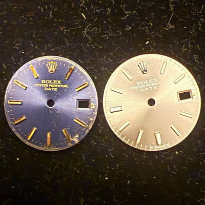 Rolex Dial Lot 2 Oyster Perpetual Date Blue & Silver Date Window Non-Numeric