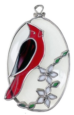 Cardinal Suncatcher Glass 7 x 4  Sun Catcher 3D Holiday Red Bird
