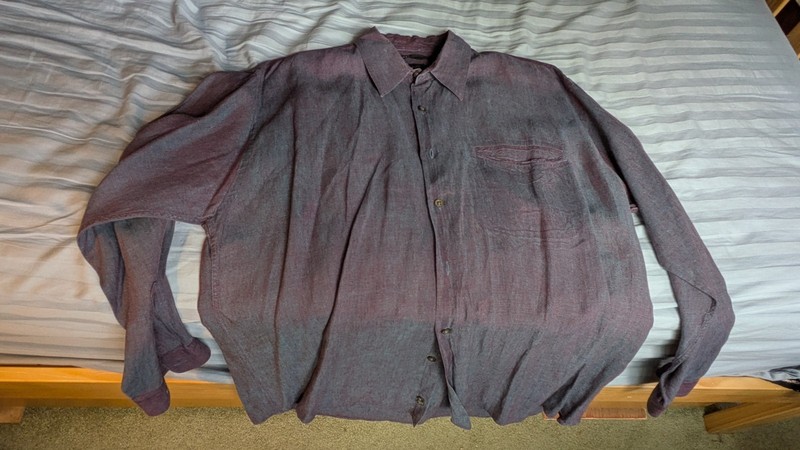 Irredescent Purple Linen Dress Shirt sz XL