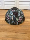 BROKEN Vintage Tiffany Inspired Style Stained Glass Lamp Shade Blue Jays 12”