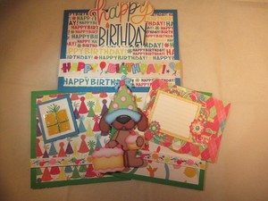 HAPPY BIRTHDAY  3D PAPER PIECING  SCRAPBOOK PAGE MAT SET