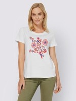 Shirt Weiß 34 Damen Linea Tesini Mit BlüTenstickerei 2.5782