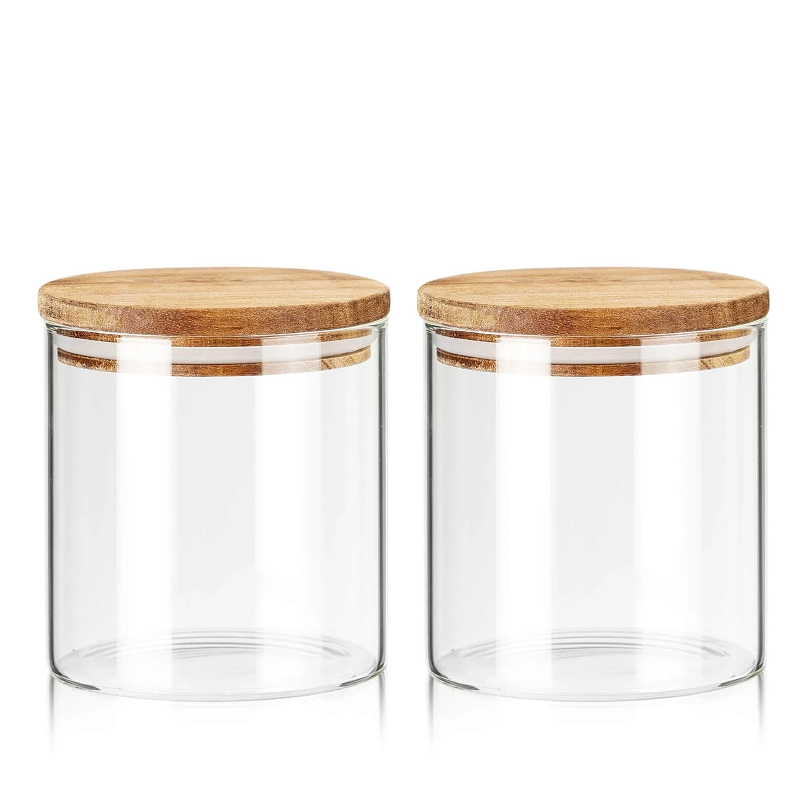 Glass Storage Container Airtight Food Jars Kitchen Canister with Wood Lids, 2...