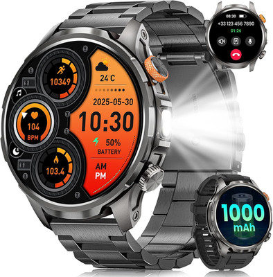 Smartwatch Herren Militär Mit 1000Mah Akku, 1,91'' AMOLED Armbanduhr, LED Taschen