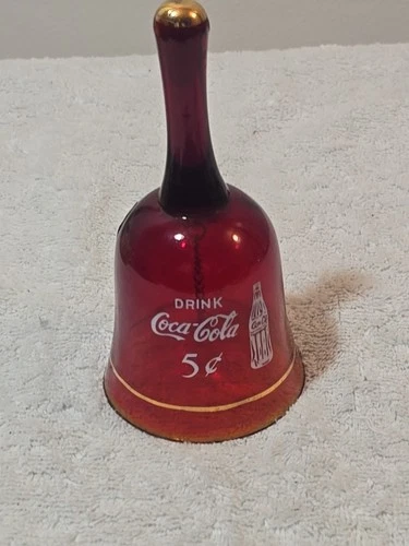Vintage Coca Cola Collectable Red Glass Christmas Bell (USED)