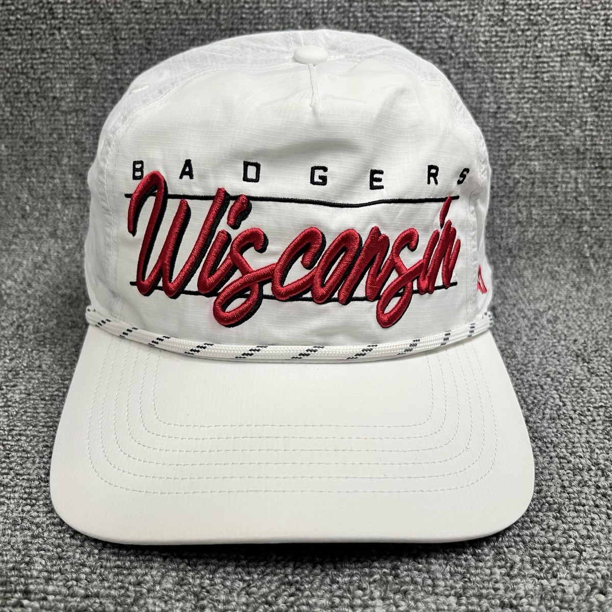 '47 Brand Wisconsin Badgers Hitch Rope Snapback Hat White Adjustable Cap New