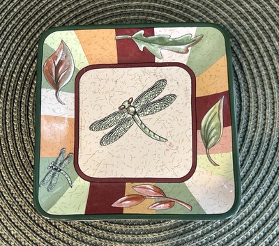 Dragonfly Replacement Tray PartyLite 5'' sq. Nature's Pillar Tray P7583 Retired.