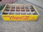 Vintage COCA COLA 24 Bottle Yellow Red Soda Pop Wooden Wood Crate Carrier Coke