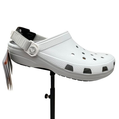 Crocs Mens Youth Big Boys Classic Turbo Slip-on Clogs Size 6 White Gray Sporty