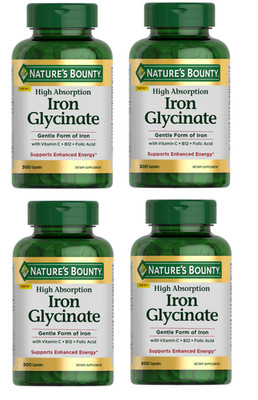 Lot of 4 Nature's Bounty Iron Glycinate HIGH ABSORPTION 1200 Count EXP 2/2028