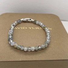 David Yurman 925 Sterling Silver Labradorite Spiritual Bead Bracelet 7.5”