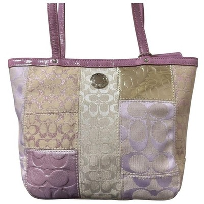 バッグ Coach Patchwork Pink tote bag signature COACH Patchwork Pink Canvas Leather Tote Hand Bag 42479 | eBay