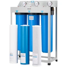 VEVOR 3-Stage Whole House Water Filter System 4.5" x 20" KDF Heavy Metal Removal