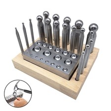 19x Dapping Doming Punch Block Set Carbon Steel Dapping Block Punch Puncher