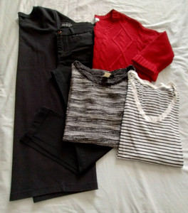 MIXED LOT of 5 Casual Clothing Size SMALL/5 - OLD NAVY - Gap - WAX - Black & Red