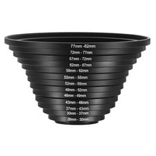 13 Pack Metal Step Up Ring Camera Lens Filter Adapter Aluminum Black