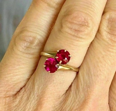 3Ct Round Cut Lab-Created Diamond Red Ruby 14K Yellow Gold Plated Wedding Ring