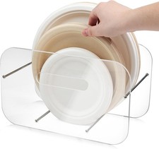 Paper Plate Dispenser, 7-12 Inch Disposable Plates Storage Organizer, Round S...