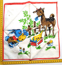 Esel und Kaninchen 70er Italien Taschentuch Taschentuch Baumwolle