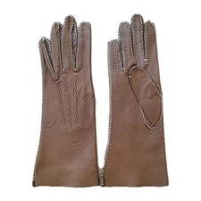Light Brown Genuine Leather Small Womens Driving Gloves Vintage Hand Gloves