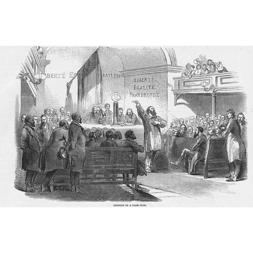 FRANCE Interior of a Paris Club - Antique Print 1848