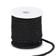 5mm Black Cord Rope 59 Feet Strong Decorative Trim for Crafting and Decor