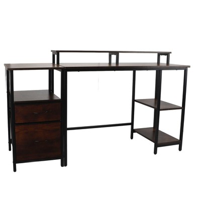 Industrial Vintage Computer Desk für Home Office Tisch mit erhöhtem Regal